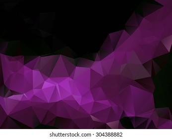 Colorful swirl polygon background or vector frame. Abstract Triangle Geometrical Background, Vector Illustration EPS10. Geometric design for business presentations. lilac lines on black