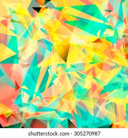 Colorful swirl polygon background or vector frame. Abstract Triangle Geometrical Background, Vector Illustration EPS10. Geometric design for business presentations. green yellow red