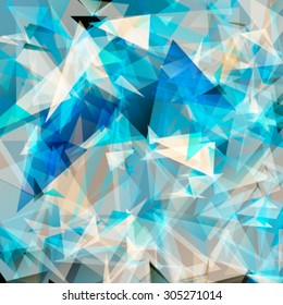 Colorful swirl polygon background or vector frame. Abstract Triangle Geometrical Background, Vector Illustration EPS10. Geometric design for business presentations. ocean colours blue white
