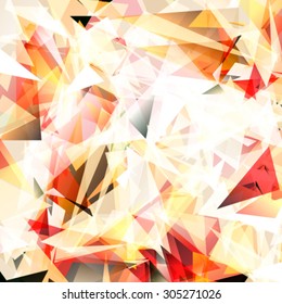 Colorful swirl polygon background or vector frame. Abstract Triangle Geometrical Background, Vector Illustration EPS10. Geometric design for business presentations. yellow red white
