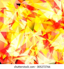 Colorful swirl polygon background or vector frame. Abstract Triangle Geometrical Background, Vector Illustration EPS10. Geometric design for business presentations. yellow gold red 
