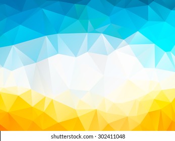 Colorful swirl rainbow polygon background or vector frame. Abstract Triangle Geometrical Background, Vector Illustration EPS10. Geometric design for business presentations. yellow, blue, white.