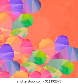 Colorful swirl rainbow polygon background vector frame. Abstract Triangle Geometrical Background, Vector Illustration EPS10. Geometric design for business presentations. yellow red green blue orange