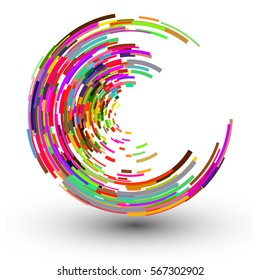 Colorful swirl shape, abstract illustration.
