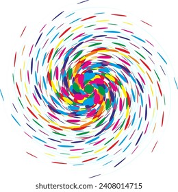 
colorful swirl spiral. Points descending in size from largest to smallest. Modern and cheerful whirlwind