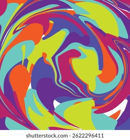 Des tourbillons colorés et des formes organiques se combinent pour créer un motif abstrait de marbre dynamique et dynamique. Des teintes vives s'entremêlent, véhiculant énergie et créativité dans cette composition artistique.