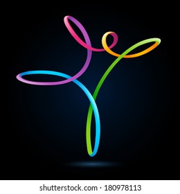 Colorful swirly figure on black background