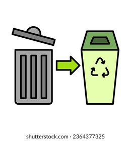 colorful switch to using recycle bin icon on white background, icon design for apps, presentation, banner, sign, symbol, logo. Artificial intelligence icon concept. vector illustration.