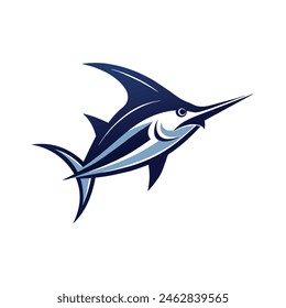 A colorful swordfish jumps in an angle