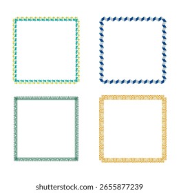 Borda de símbolo colorida. Padrão de quadro quadrado. Design divertido e brilhante.