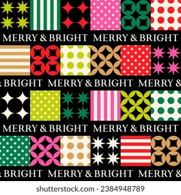 Colorful symbol geometric elements striped pattern for christmas and new year background.