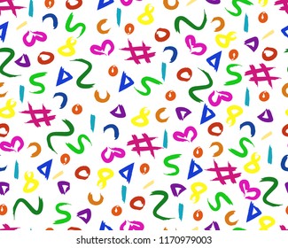 Colorful symbols pattern. Vector illustration.