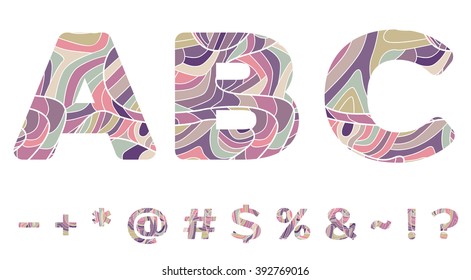 Colorful Symbols with wavy doodle pattern