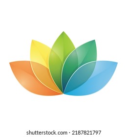 colorful symmetrica lotus leaf for yoga studio logo, spa retreat, spiritual practice.