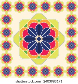 Colorful symmetrical pattern for textile, ceramic tiles and design