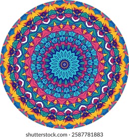 Colorful Symmetry: Mandala Artwork with Bold and Bright Color Schemes