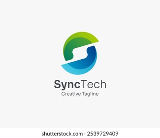 Logotipo colorido del círculo de la letra de la sincronización