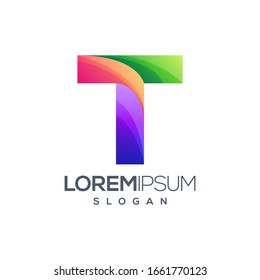 colorful T gradient logo design