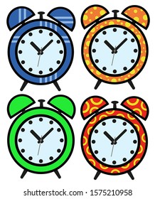 Colorful table clock set. Alarm clock