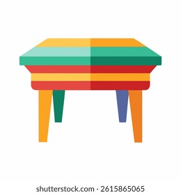 Colorful Table Icon Flat Design with Vibrant Colors, Vibrant Table Icon, Flat Design Colorful Table, Stylish Colorful Table Icon,