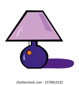 Colorful table lamp light icon for your design. Flat cartoon lamp light isolated.The flow of light