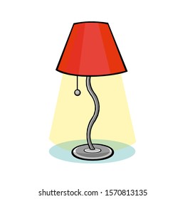 Colorful table lamp light icon for your design. Flat cartoon lamp light isolated.The flow of light