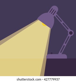 Colorful table lamp light icon for your design. Flat cartoon lamp light isolated.The flow of light

