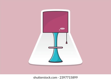 Colorful Table Lantern Lamp Sticker design vector icon illustration. House decoration icon concept. Lantern Lamp sticker design logo with shadow.