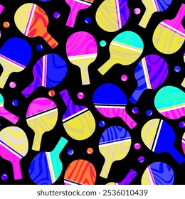 Colorful table tennis racket Seamless pattern