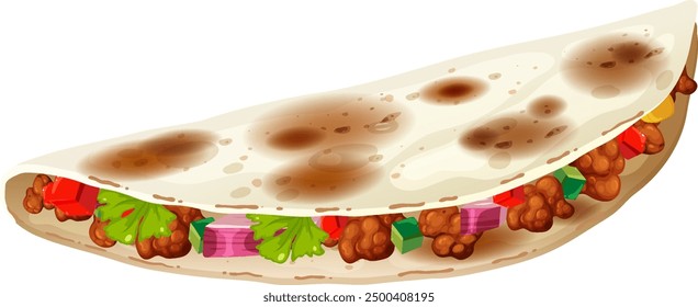 Colorful taco with fresh ingredients and spices