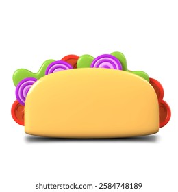 Colorful tacos in creative plasticine style. Closeup vector mockup, place for logo, price, address