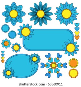 Colorful tags, flowers and hearts collection