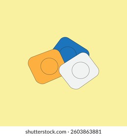 Colorful tailor chalk vector illustration. Guide markings tools on fabric