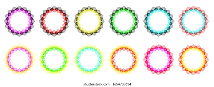 Colorful tainbow gradient rounded borders for stamps or sale