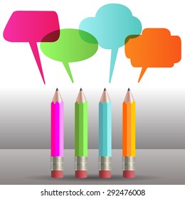Colorful talking pencils concept 