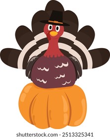 Bunte große Thanksgiving Cartoon Türkei Vogel Herbst Illustration