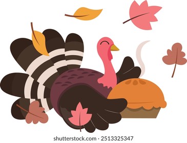 Bunte große Thanksgiving Cartoon Türkei Vogel Herbst Illustration