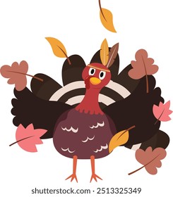 Bunte große Thanksgiving Cartoon Türkei Vogel Herbst Illustration