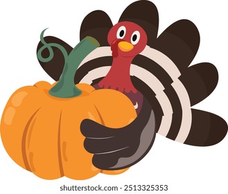 Bunte große Thanksgiving Cartoon Türkei Vogel Herbst Illustration