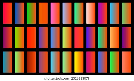 Colorful Tangelo Color Shade Linear Gradient Palette Swatches Web Kit Rounded Rectangles Template Set