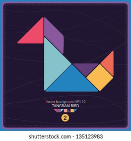 Colorful tangram bird - vector background
