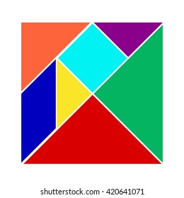 Colorful Tangram On White Background (Vector)