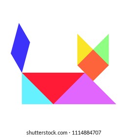 Colorful Tangram Puzzle Cat Shape On Stock Vector (Royalty Free ...