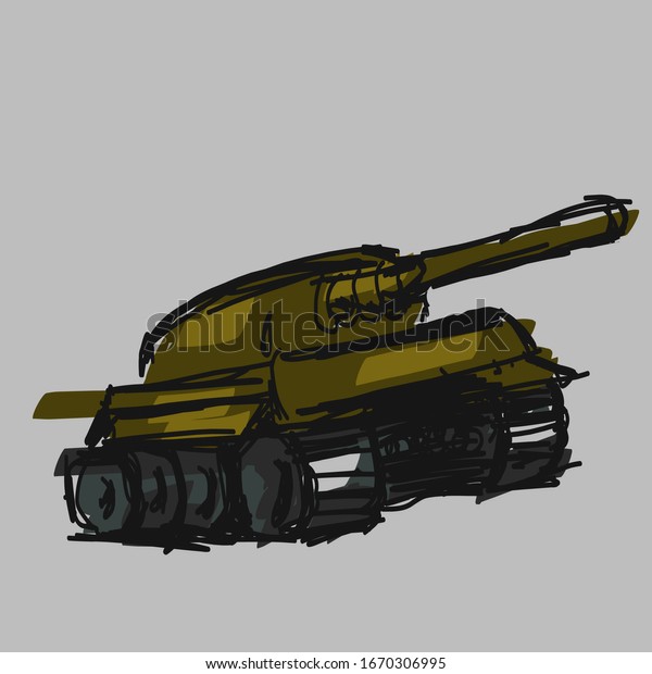 Colorful tank vector\
sketch illustration