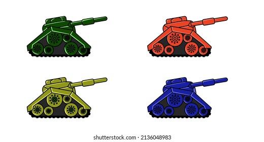 Colorful tanks suitable for children's books, stickers, and video games