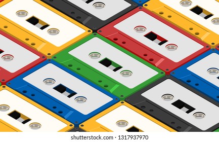 Colorful Tape Cassettes - Vector Illustration