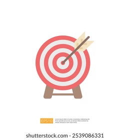 A colorful target with an arrow embedded in it, symbolizing goal-setting and achievement. The design is simple and modern, suitable for various applications.