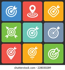 Colorful target icons for web and mobile. Vector illustration