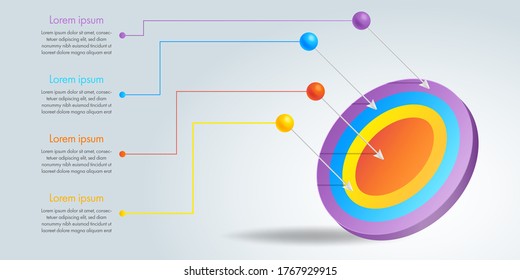 Colorful target infographic template for presentation, process, workflow.