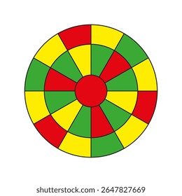 Colorful target pattern. Concentric circle design. Game dartboard symbol. Vector illustration.